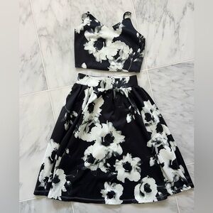 Nordstrom Black and White Floral Kids Formal Dress by Miss Behave